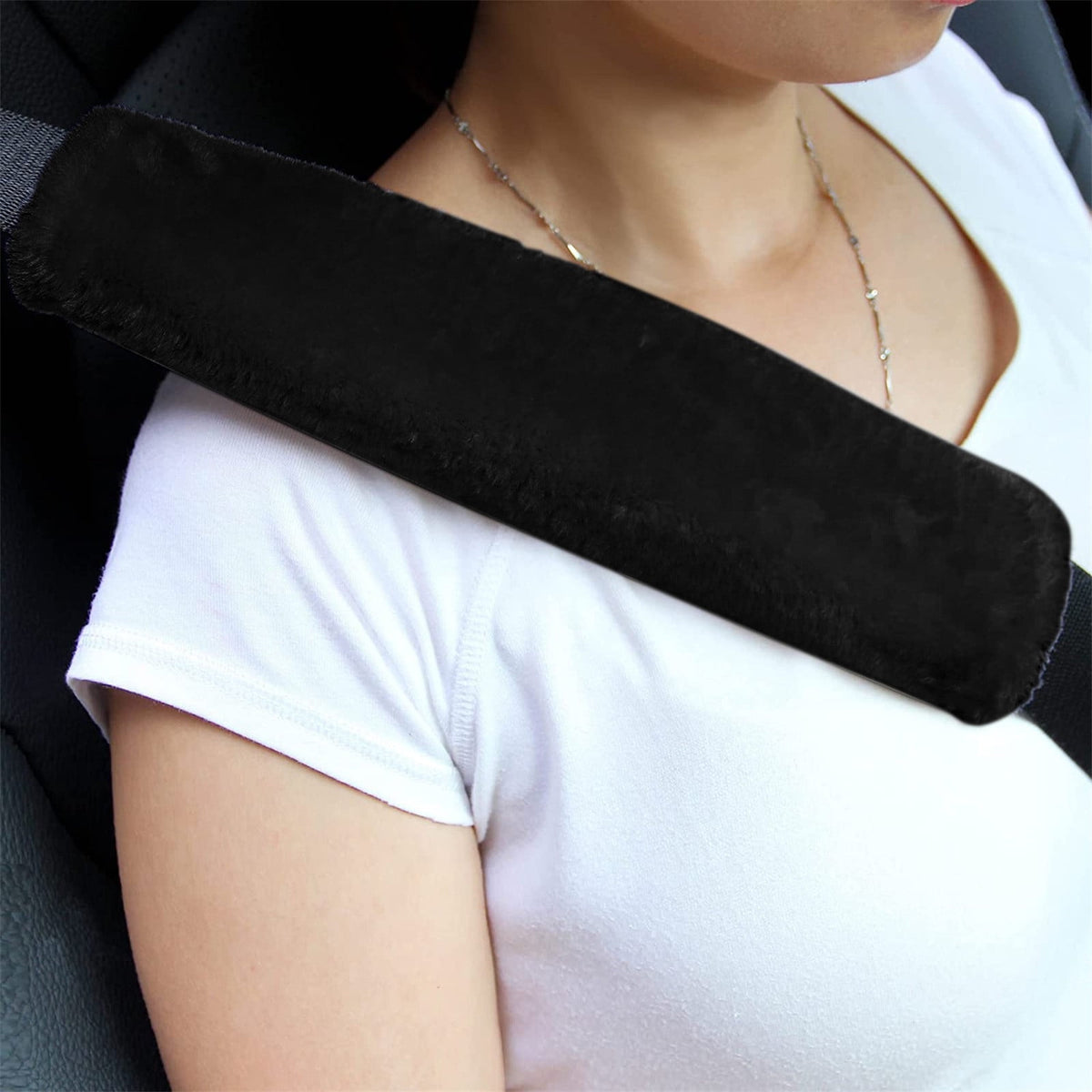 Faux Sheepskin Seat Belt Pads, Pair of Soft Shoulder Strap Covers for Cars and Bag Straps - Image 4