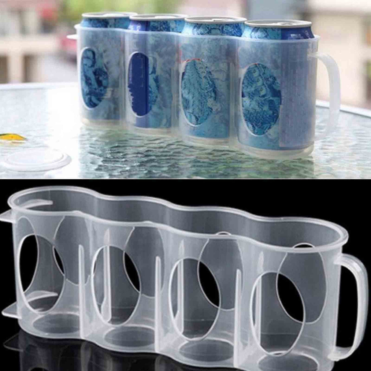 Fridge Can Rack in White Plastic, Slim Stackable Holder with Handle for Standard Drink Cans - Image 3