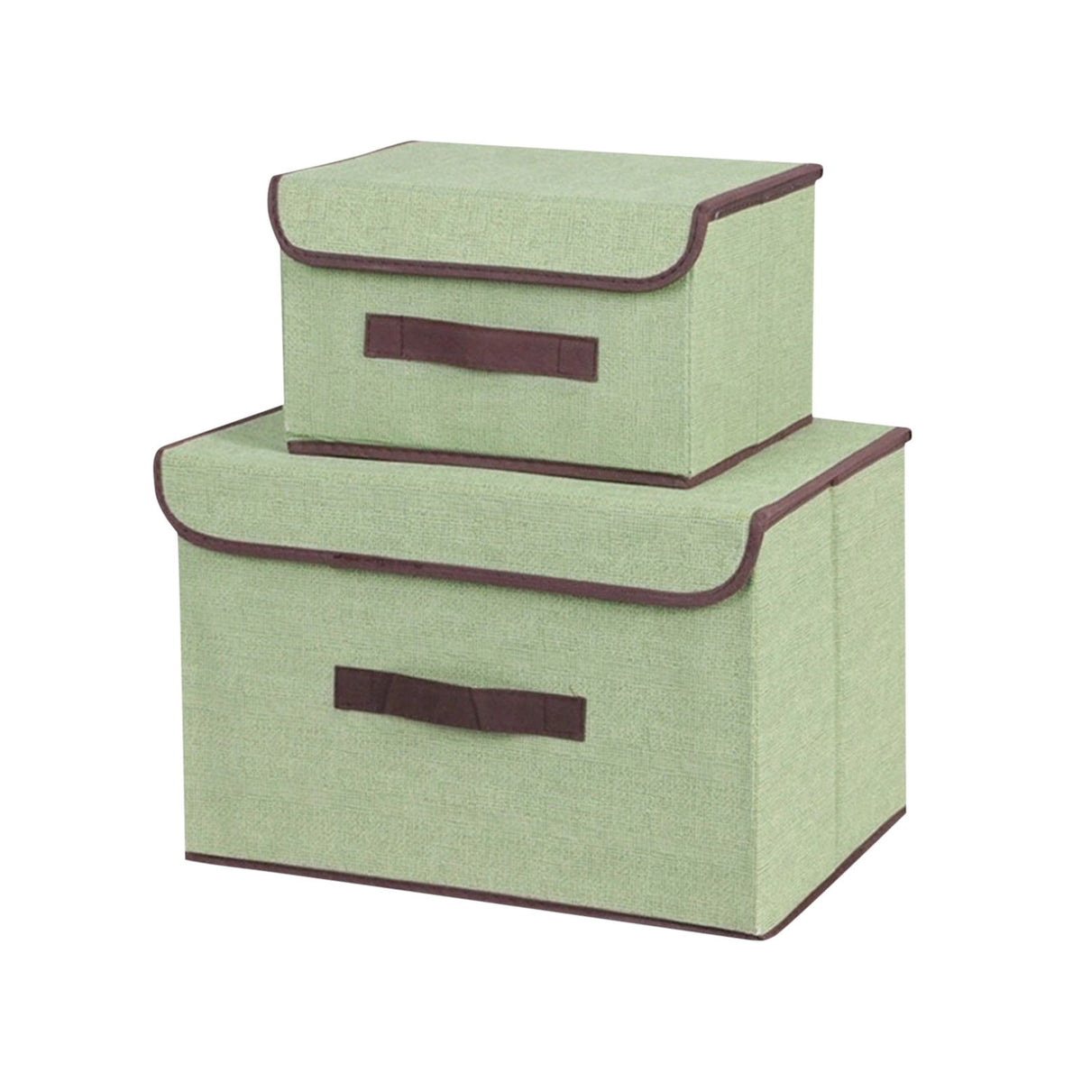 Foldable Fabric Storage Boxes with Lids, Set of 2 in Large and Small, Gray Bins with Carry Handles - Image 6