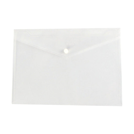 Clear Snap-Button Document Envelope, Single A4 and Letter Size PVC Folder for School and Office