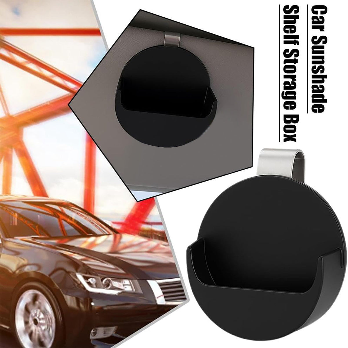 Sun Visor Clip Holder for a Round Tin or Pouch, Universal Car Organizer That Also Fits a Belt - Image 4