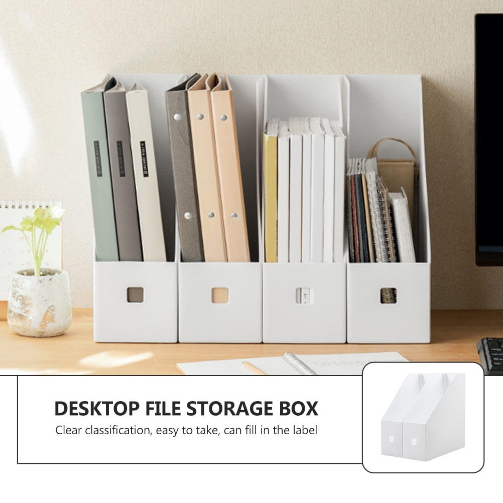 Standing Desk File Holders, Pair in White Plastic for Folders, Magazines and Notebooks - Image 4