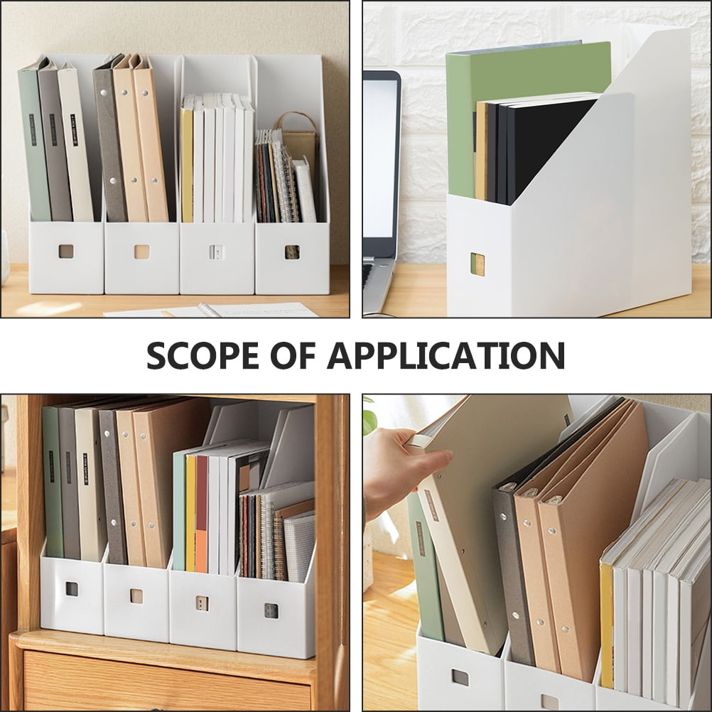 Standing Desk File Holders, Pair in White Plastic for Folders, Magazines and Notebooks - Image 3