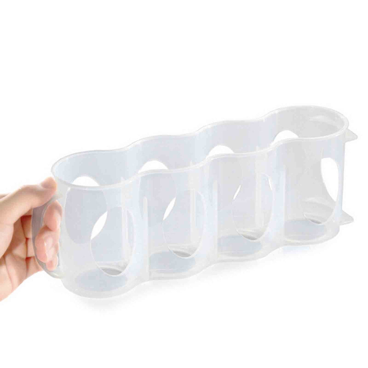Fridge Can Rack in White Plastic, Slim Stackable Holder with Handle for Standard Drink Cans - Image 6