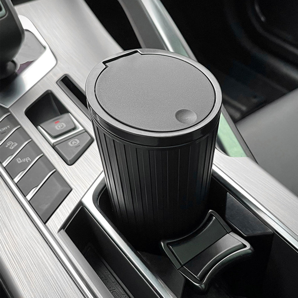Cup-Holder Car Bin with Push Lid, 550 ml Black Waste Container for Console and Door Pockets - Image 2